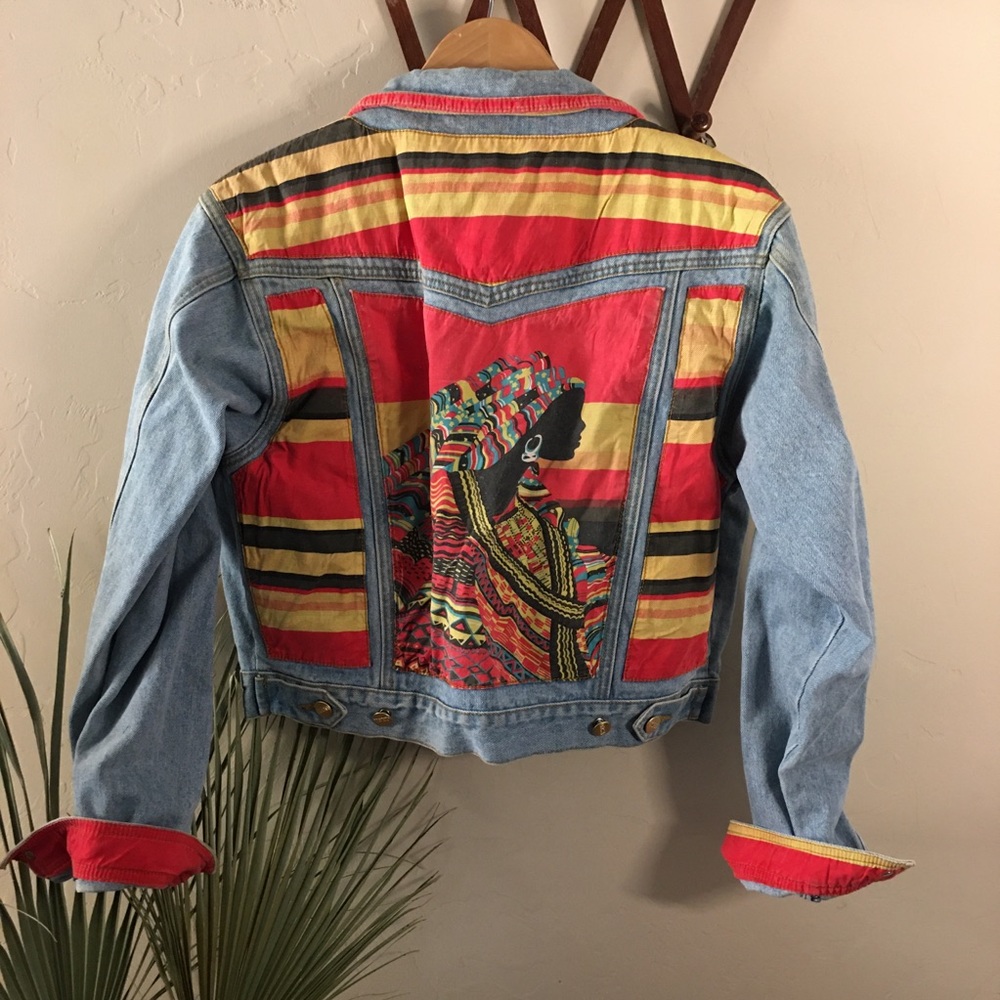 Rare vintage art to wear denim jean jacket XL